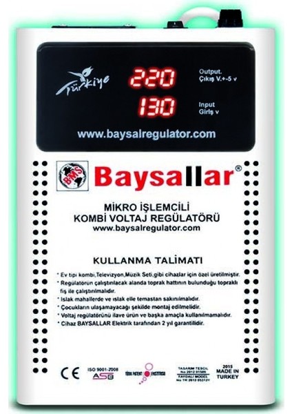 Baysallar Mikro İşlemcili Kombi Voltaj Regülatörü 500 Va Türkiye Üretimi Güçlü Koruma