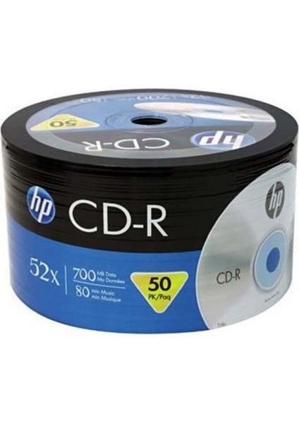 HP 50'li Paket CD-R 700 Mb 52X Boş CD Yüksek Kalite Taşınabilir Aksesuarlar