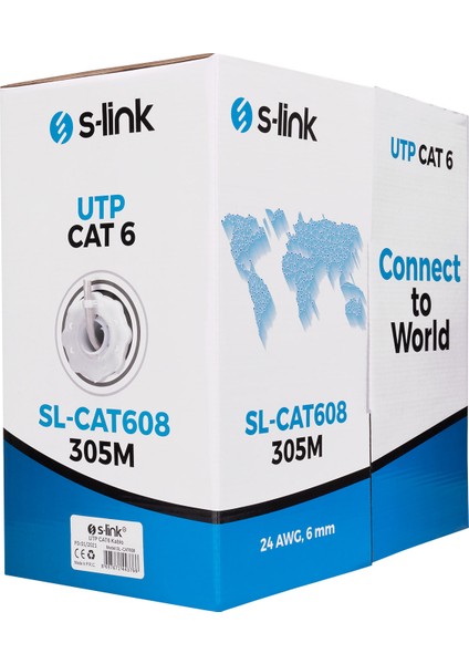 S-Link SL-CAT608 305mt Utp Cat6 Kablo 24awg Beyaz Renkli Dayanıklı Tasarım ile Yüksek Hız Destekli