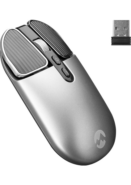 Everest SM-620 2in1 Bluetooth+2,4Ghz Şarjlı Metalik Gri Süper Sessiz Mobil-TV-PC Destekli Kablosuz Mouse