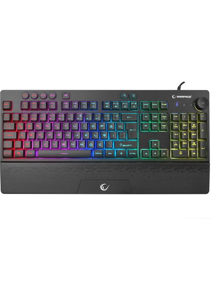 Rampage KB-GX65 Sımula USB Rgb Aydınlatmalı 4 Makro Tuşlu Bilek Destekli Oyuncu Klavyesi