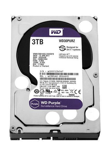 WD 3TB WD Purple Sata 6GB/s 64MB Dv 7x24 WD30PURZ