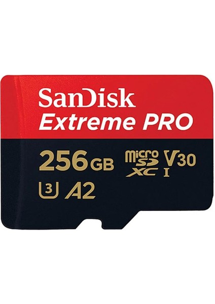 Sandisk Extreme Pro 256 gb 200/140 mb/s microSDXC UHS-I A2 V30 Adaptörlü Hafıza Kartı SDSQXCD-256G-GN6MA