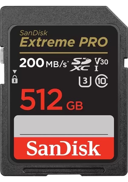 Sandisk Extreme Pro 512GB 200/140MB/S Sdxc V30 Uhs-I U3 Hafıza Kartı SDSDXXD-512G-GN4IN