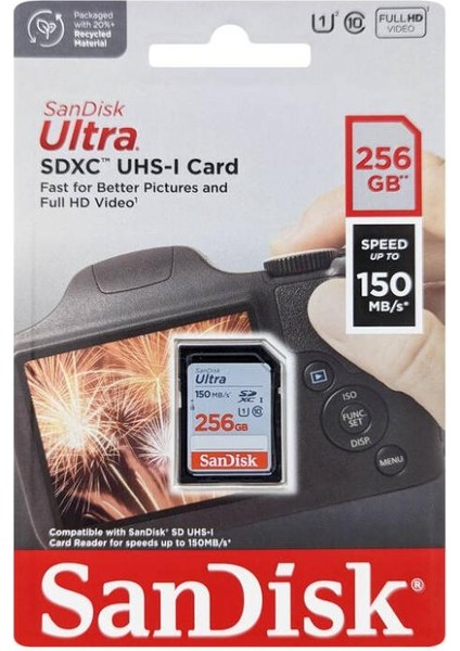 Sandisk Ultra 256GB 150MB/S Sdhc/sdxc Class 10 Uhs-I Hafıza Kartı SDSDUNC-256G-GN6IN