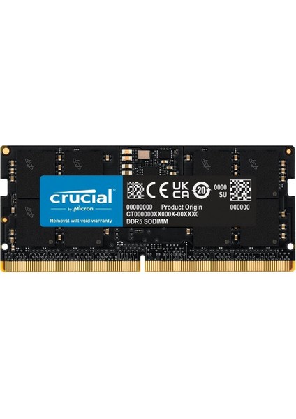 Crucial 16GB DDR5 5600Mhz Notebook CT16G56C46S5 Ram Yüksek Performanslı 46 ns Düşük Gecikme