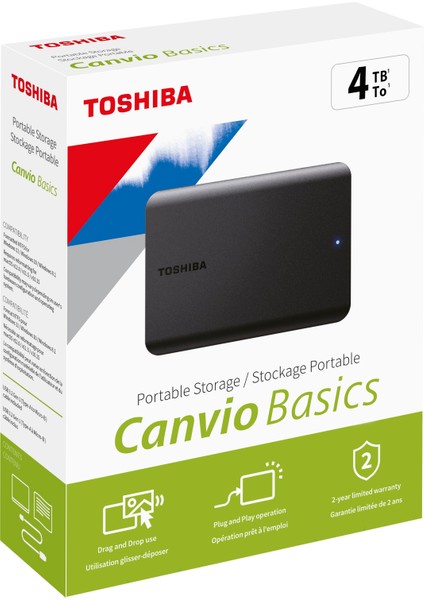 Toshiba 4TB Canvio Basic 2.5" Gen1 USB 3.2 Harici Harddisk (HDTB540EK3CA)