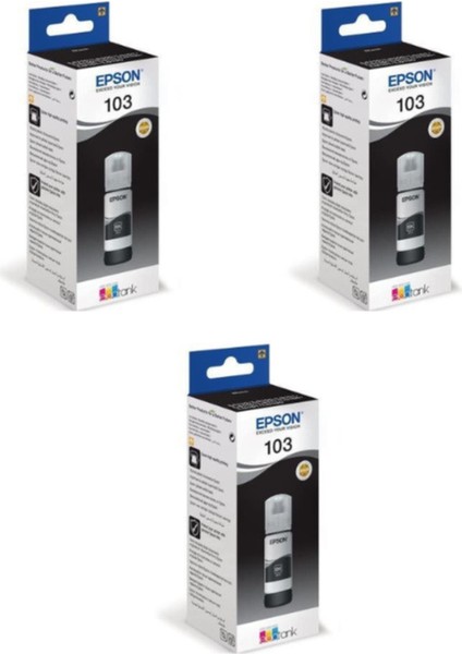 Epson 103 L3250 3'lü Siyah Orjinal Mürekkep Kartuşu 65ML.*3 RDV69