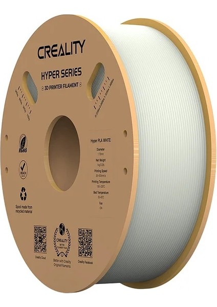 Creality Hyper PLA Filament Beyaz 1.75MM 1kg Standart Yüksek Baskı Kalitesi ile 3D Yazıcı Uyumlu