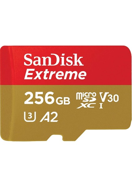 Sandisk Extreme 256GB microSDXC Aksiyon Kamera ve Drone Hafıza Kartı U3 A2 V30 Hızlı Okuma Yazma