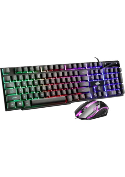 Alwantek Steep Solid ST-KKM01S Mekanik Hisli Kablolu Rainbow Işıklı Oyuncu Klavye - Mouse Set