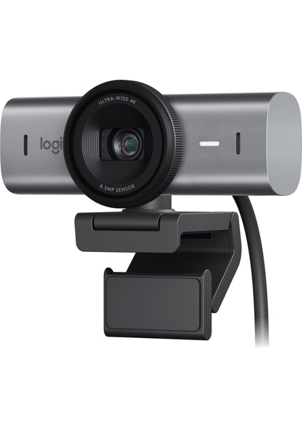 Logitech Mx Brio Ultra Hd 4K Gizlilik Kapaklı ve Mikrofonlu Yayın Web Kamerası, Koyu Gri