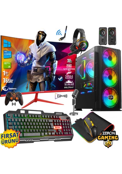 Zeiron Galaxy Ryzen 5 5500 16GB DDR4 512GB NVMe M.2 SSD RX580 8GB 24" 165Hz Hazır Sistem Oyuncu Bilgisayarı