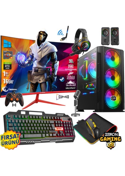 Zeiron Prime X50 Ryzen 5 5500 16GB 3200MHZ 512GB Nvme M2 SSD RTX3050 23.8" 165hz Oyuncu Bilgisayar