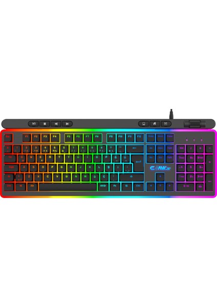 Claw's Nova K1 360° Özelleştirilebilir Rgb & Yazılımlı Full Membran 104+7 Tuşlu Ekstra Multimedya / Rollover Ses Kontrol Mekanizmalı Gaming Klavye