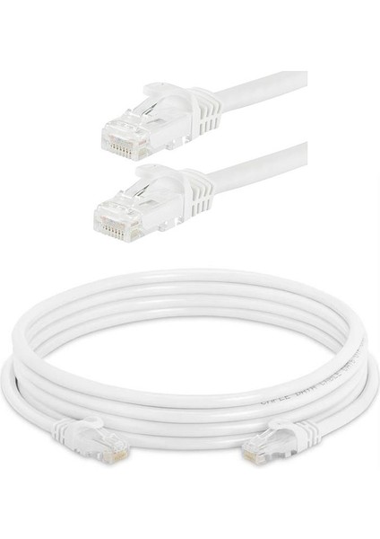 Koodmax - 5 Metre Cat6 Kablo Ethernet Network Kablosu - Fabrikasyon Presli - 23 Awg - Beyaz - 5 mt