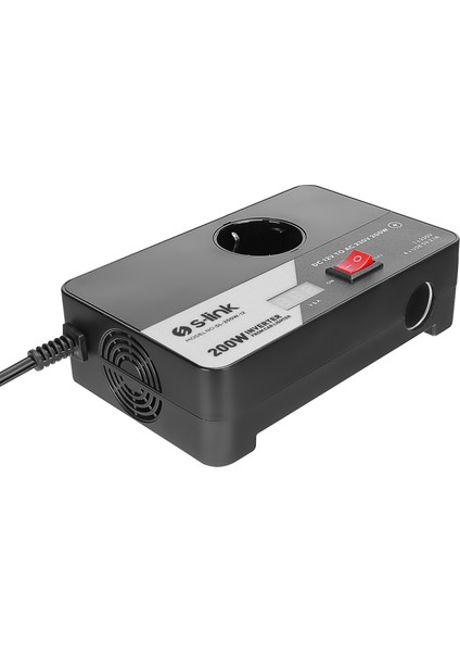 S-Link SL-200W-12 200W DC12V-AC230 Çakmaktan Power Inverter