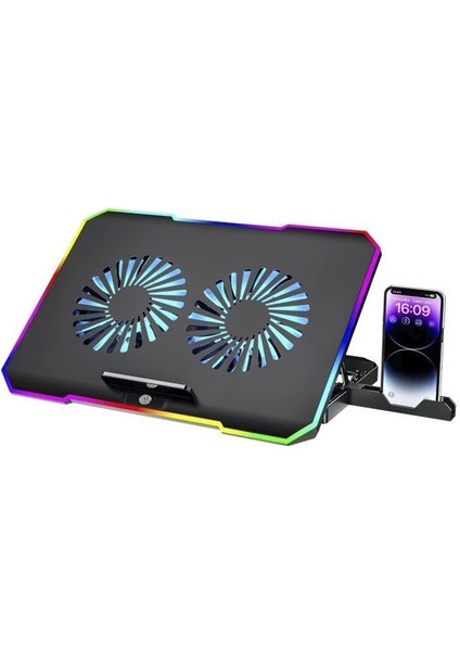 Torima Laptop Soğutucu Ayarlanabilir Rgb Dizüstü Bilgisayar Soğutma Fanı CF04 Siyah