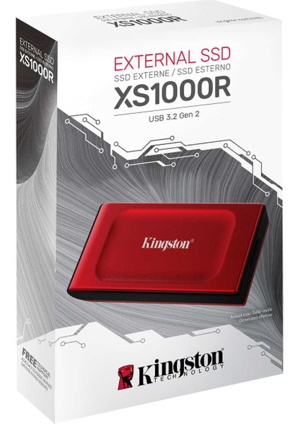 Kingston SXS1000R/2000G Red External 2tb 1050-1000MBs USB 3.2 Gen 2 Taşınabilir SSD