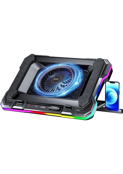 Juo Yeti 2200RPM Rgb Işıklı LED Display Gaming Laptop Notebook soğutucu stand