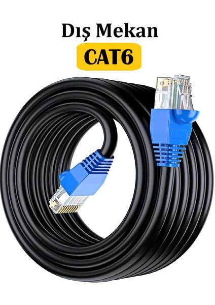 Anktek 50 Metre Cat6 Dış Ortam Dış Mekan İnternet Kablo EZRJ45 2 Katlı High Speed