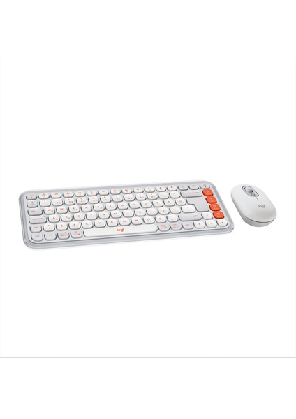 Logitech Pop Icon Kablosuz Bluetooth Sessiz Türkçe Q Klavye ve Mouse Seti, Beyaz