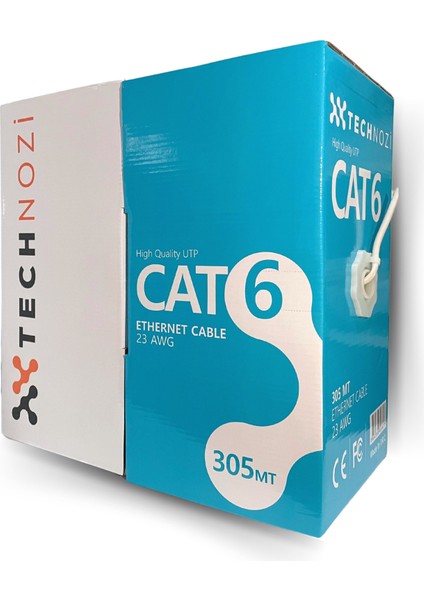 Technozi 305MT Metre Cat6 23AWG Kablo Ethernet I?nternet Network Ağ Ip Kamera Kablo