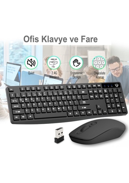 Emtu Life SC601 Kablosuz Klavye Mouse Set Siyah USB Türkçe Q