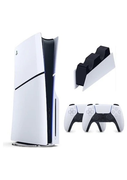 Sony Playstatıon 5 Slım Cd'li 1 Tb Oyun Konsolu Çift Kollu + Şarj Istasyonlu