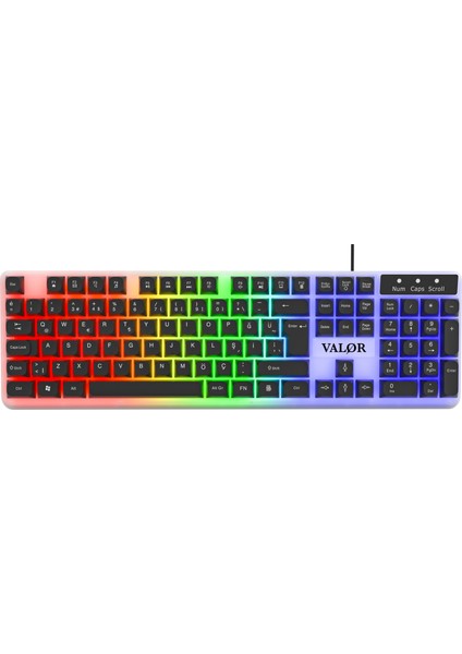 Valor Commander Rgb Işıklı & Full Set 104 Tuşlu Membran Oyuncu Klavyesi