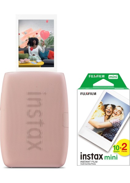 Fujifilm Instax Mini Link 3 Pembe Akıllı Telefon Yazıcısı ve 20'li Mini Film ile Eğlenceli Anılar