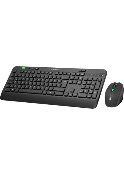 Everest KM-2620 Siyah USB Sessiz Switch Ince Kablosuz Q Multimedia Klavye + Mouse Set