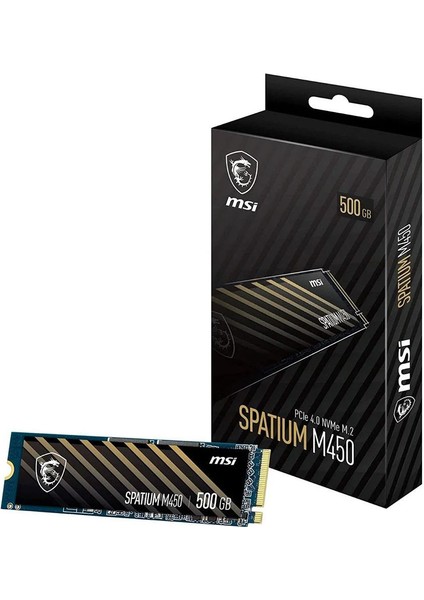 MSI Msı SSD Spatıum M450 Pcıe 4.0 Nvme M.2 500GB V1 Nvme M.2 500GB R:3000 W:2000
