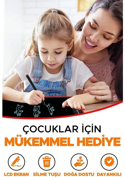 Emrah Gültekin 8.5 Inç Renkli Ekranlı Dijital Yazı & Çizim Tableti Kalemli Grafik Eğitim Tableti Oyuncak Hediyeli