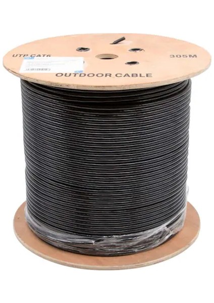 Arna 305M Siyah Dış Mekan Cat6 Kablo 23AWG Yüksek Hız Destekli Dayanıklı Tasarım