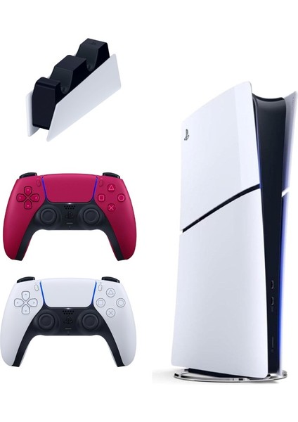 Sony Playstation 5 Slim Digital 825 GB + Şarj Istasyonu + 2. Kırmızı Dualsense Ithalatçı Garantili