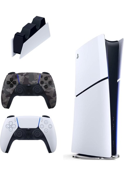 Sony Playstation 5 Slim Digital 825 GB + Şarj Istasyonu + 2. Kamuflaj Dualsense Ithalatçı Garantili