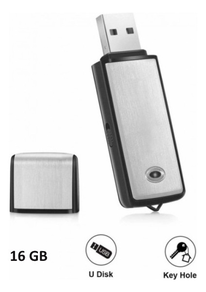 Tokurtech 16 GB Çift Mikrofonlu Gümüş Renk USB Ses Kayıt Cihazı Otomatik Özellikli