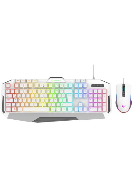 Rampage Km-34 Glare Beyaz USB Rgb Aydınlatmalı Q 12800 Dpı Mouse Gaming Oyuncu Klavye Set