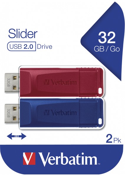 Verbatim Slider 2 li USB Paketi (32GBX2) Flash Bellek - 49327