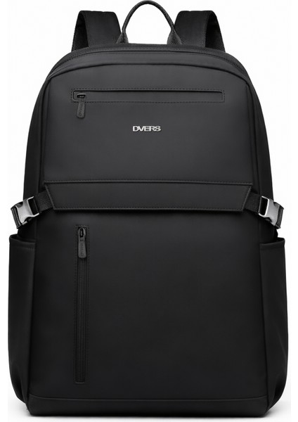 D'Vers Siyah 4 Bölmeli Su Itici Fermuar Detaylı 15.6-16.1-16.9 Inç Uyumlu Siyah Sırt Laptop Çantası