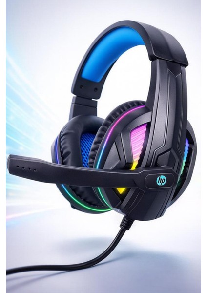HP DHE-8010UM Kablolu Mikrofonlu Gaming Oyuncu Kulaklık RGB Aydınlatma Özelliği ile Siyah