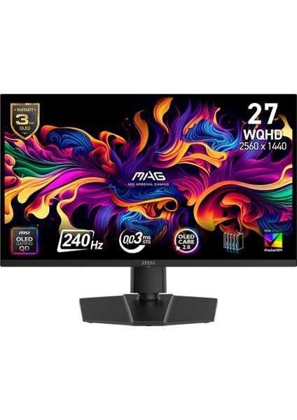 MSI 26.5 MAG 273QP QD-OLED X24 2560x1440 (WQHD) 16:9 FLAT QD-OLED 240HZ 0.03MS FREESYNC PREMIUM PRO GAMING MONITOR