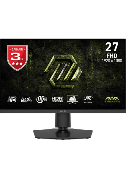 MSI Msı 27 Mag 272PF X24 1920X1080 (Fhd) 16:9 Flat Rapıd IPS 240Hz 0.5ms (Gtg) Adaptıve-Sync Pıvot Gamıng Monıtor