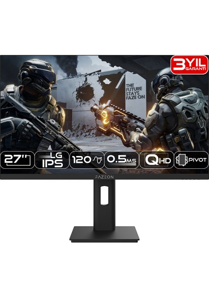 Fazeon X27F120QP 27" 120Hz 0.5ms Lg Nano Fast IPS 2k Qhd Hdmı*1 +Dp*1+Usb*1 Pıvot Gamıng Monıtor