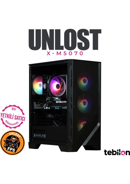 Tebilon UNLOST X-Amd Ryzen 7500X3D-MSI Pro B840M-MSI Rtx 5070 Gamıng Trıo 12GB-16GB-1TB Ssd-Oem Paket