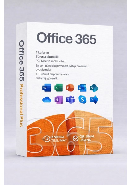 Microsoft Office 365 Pro Plus 2025 Lisans Üyeliği - Süresiz-Word, Excel, Outlook, Powerpoint, Onenote