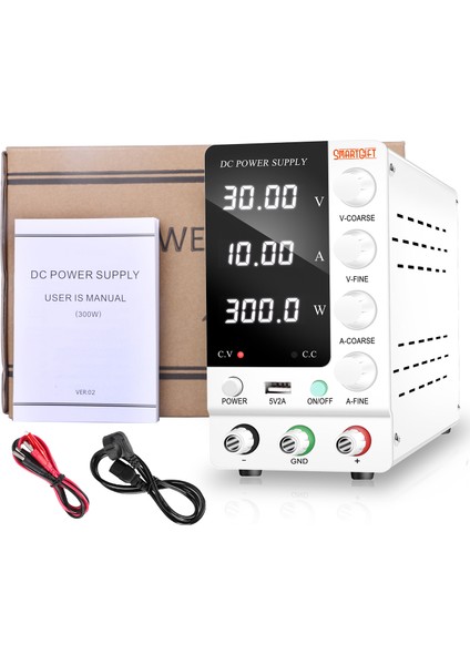 Smartgift 0-30V/10A Ayarlı Dc Güç Kaynağı Voltaj Regülatörü Power Supply - Beyaz
