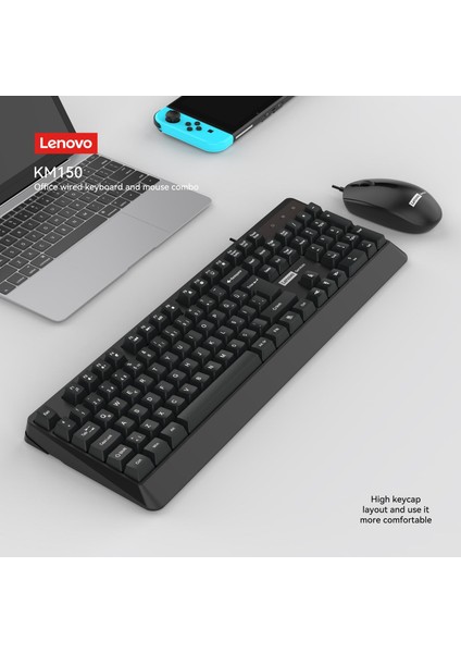 Lenovo KM150 Kablolu Klavye Mouse Set Q Türkçe Siyah 870042256