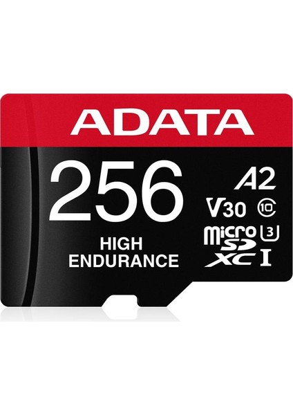 Adata 256 GB High Endurance Microsdxc 4K U3 V30 A2 Hafıza Kartı Hız Parametreleri ile Yüksek Performans